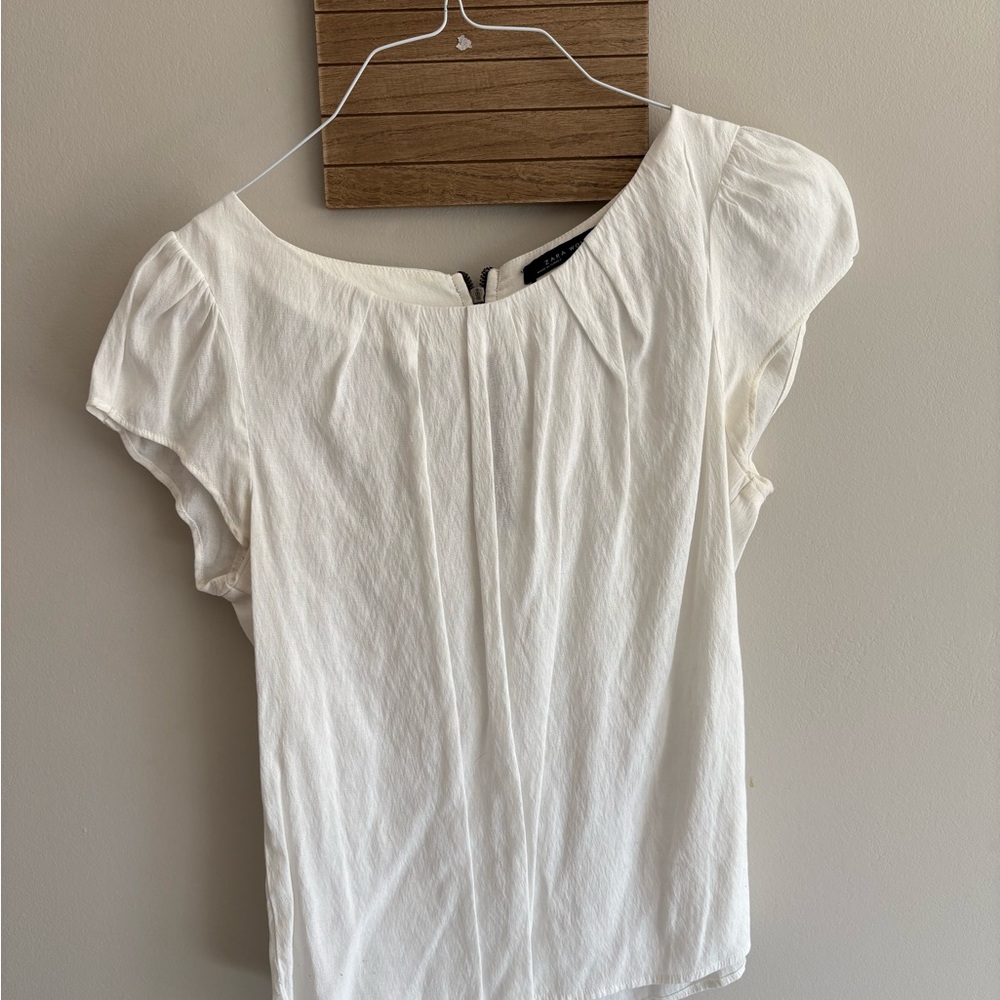 Zara Cream Blouse with Cap Sleeves